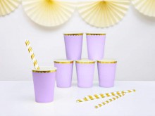 Violetiniai puodeliai su aukso krašteliu (6vnt/220ml)